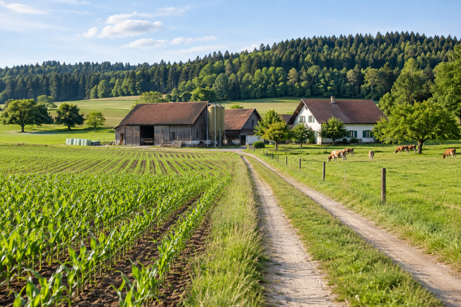 Landwirtschaftlicher Betrieb mit Hof, Hallen und zusammenhängenden Flächen